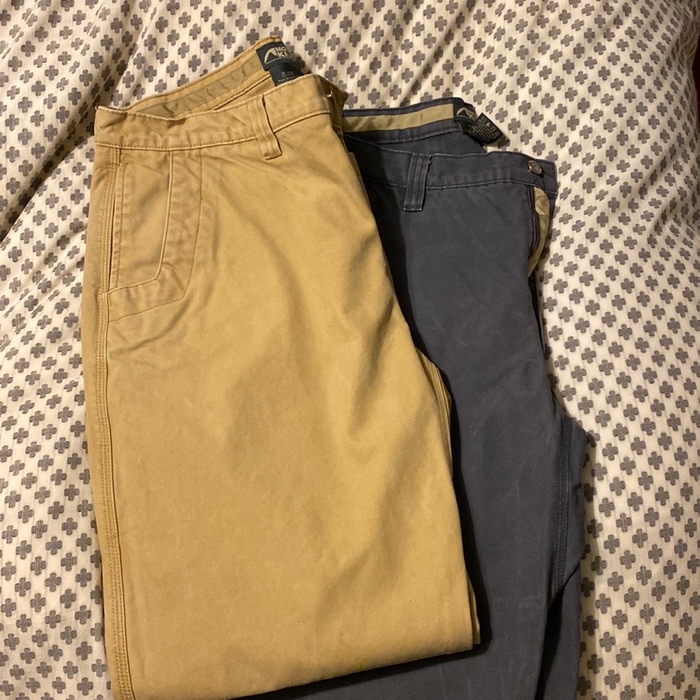 2 pair mountain khakis 38x30.